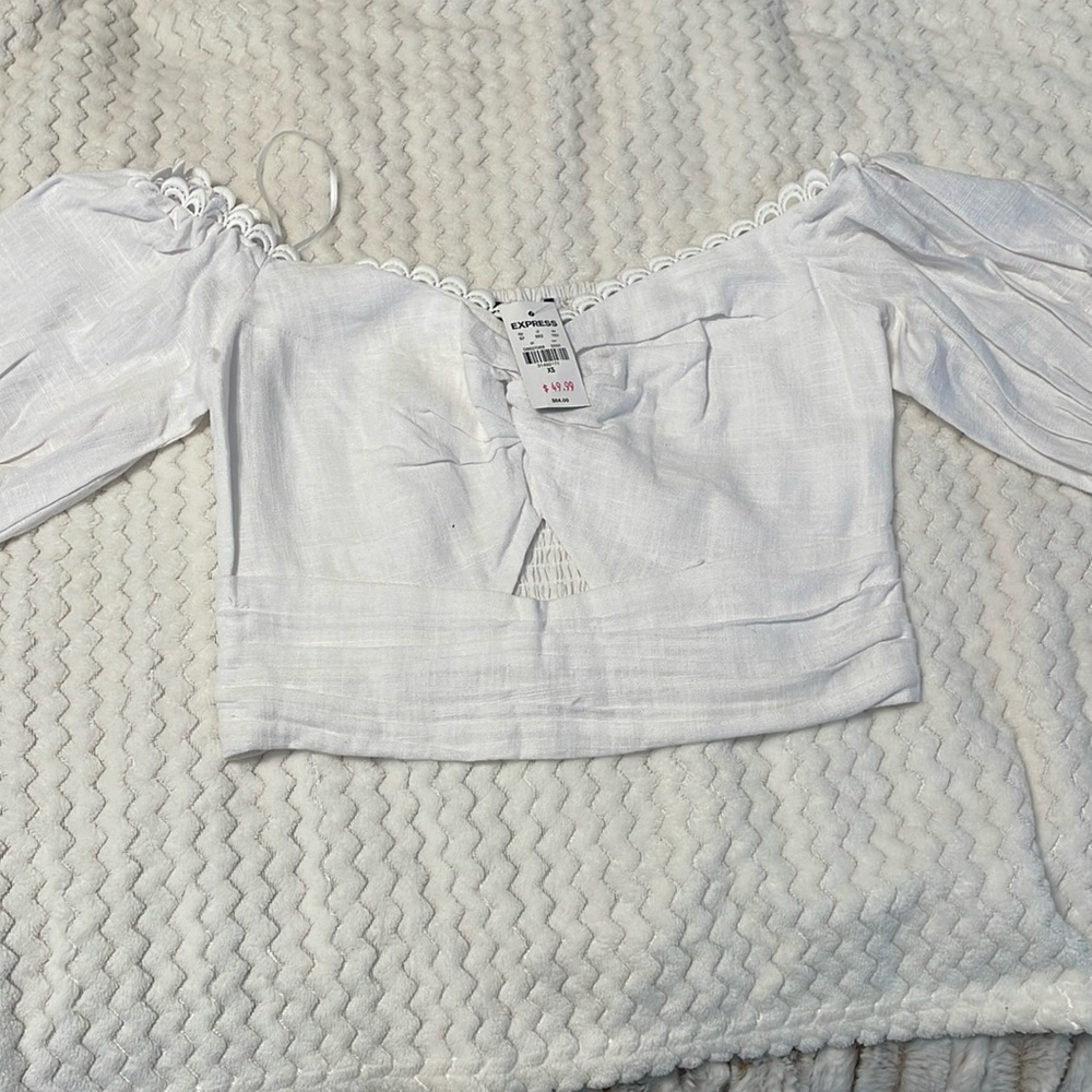 Express Babdau top white XS NWT